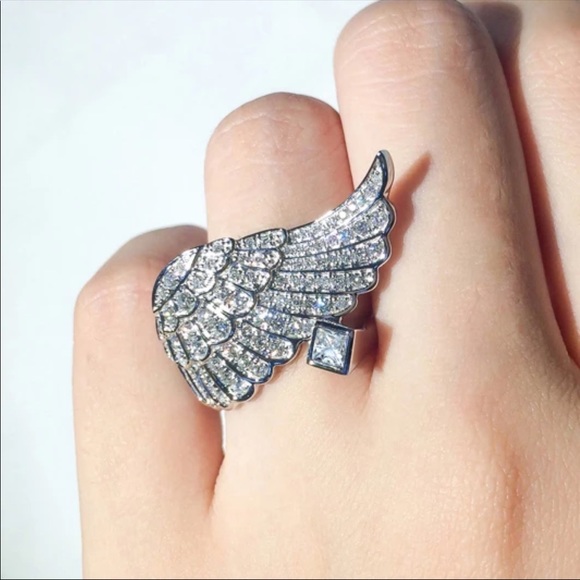 Jewelry - Feather 925  Silver  White Sapphire Ring